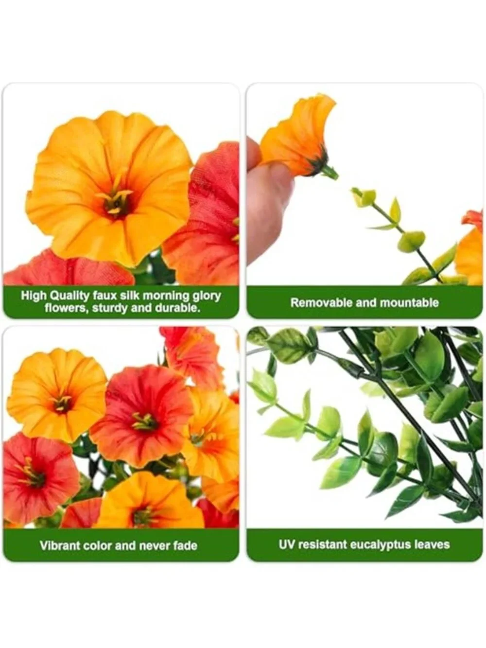 Artificial Hanging Silk Morning Glory Fake Flowers UV Resistant Outdoor Decor
